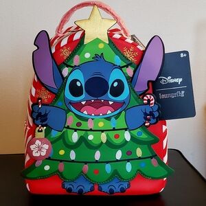 NWT - Disney Loungefly Stitch Christmas Mini Backpack